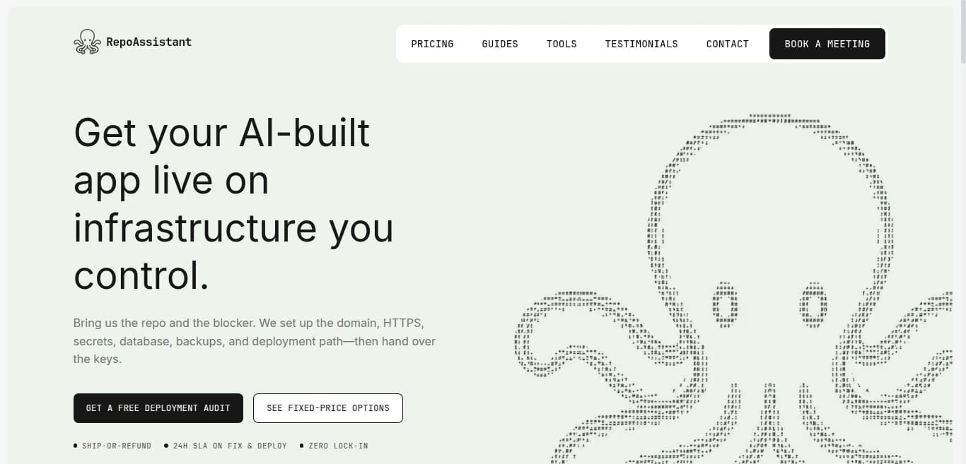 RepoAssistant website homepage
