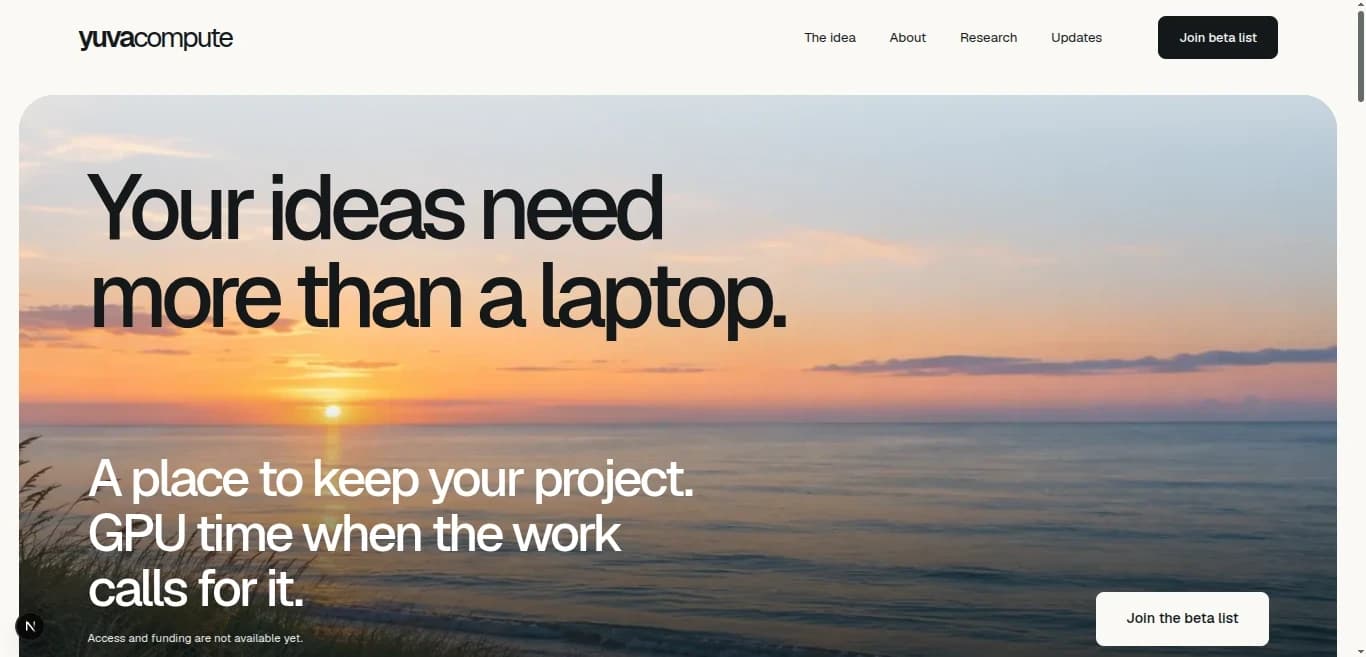 YuvaCompute website homepage
